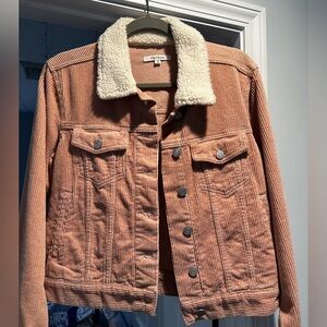 NWT PacSun Women's Corduroy Jacket - peachy pink with Cream Collar